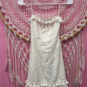 Princess Polly Cream Tassled Dress NWT